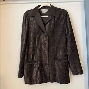 Vintage Blue Ice Brown Suede Textured Blazer, Vintage Suede Jacket